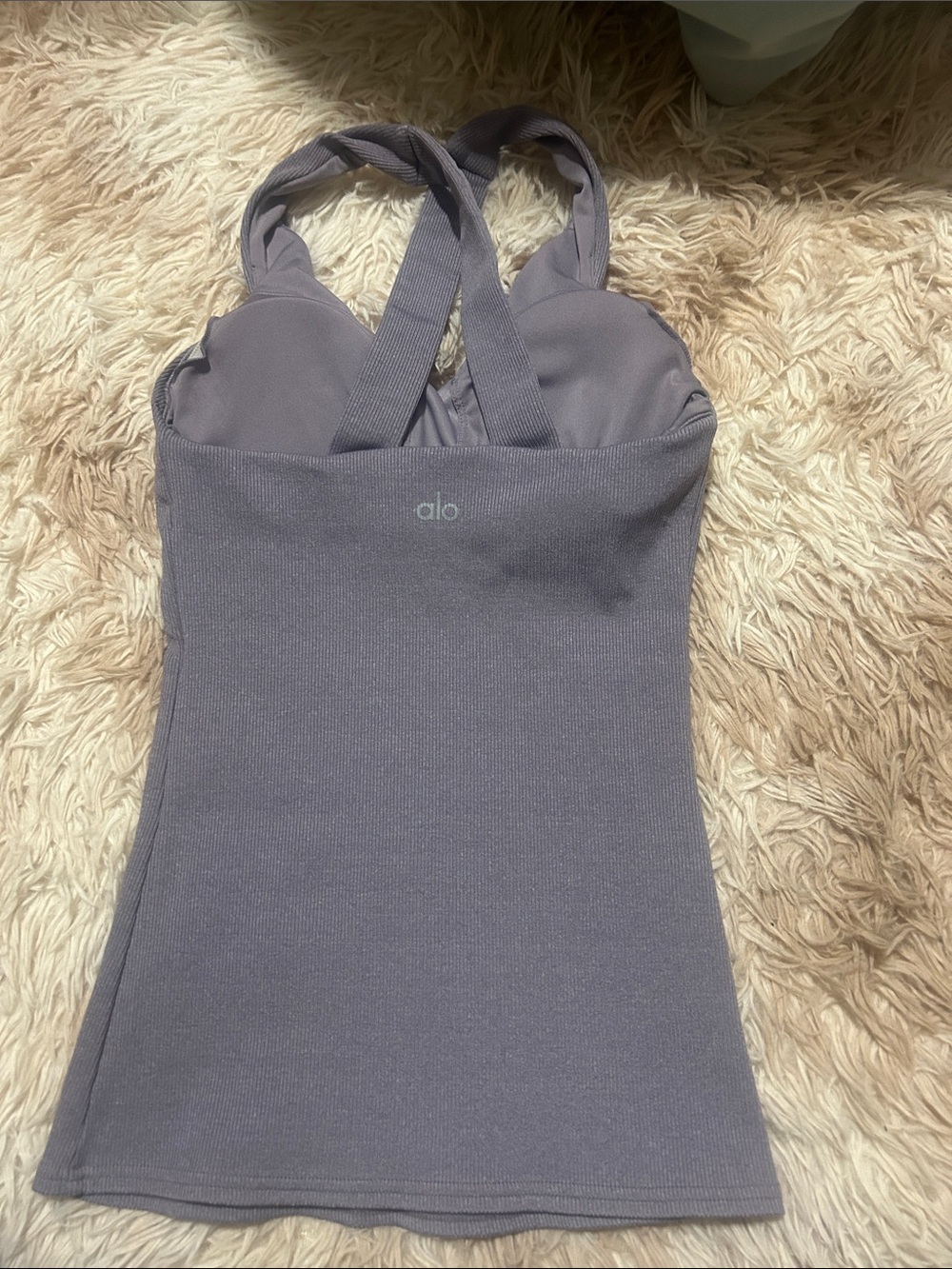Alo Strappy Ribbed Tank Top in Lavender Gray